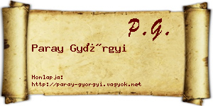 Paray Györgyi névjegykártya